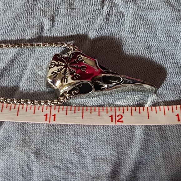 Viking Compass Raven Skull Stainless Steel Necklace NWOT - Picture 14 of 15